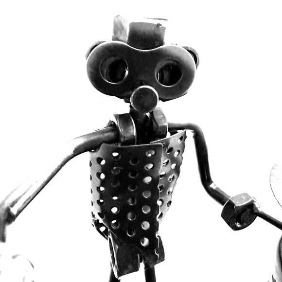 Steam Punk Drummer Musician Metal Figurine Unique Gift Drum Cymbal Bass 7" - Picture 6 of 11